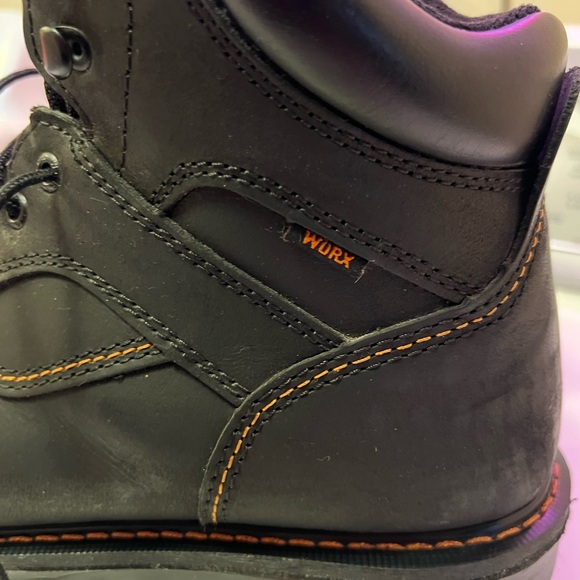 Mens size 12 Black Steel Toe Work Biker Riding Boots leather by Worx - Picture 3 of 5